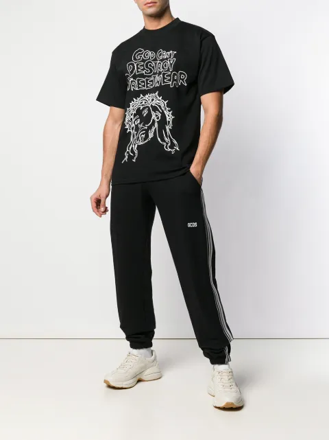 GCDS GCDS GOD CAN'T DESTROY STREETWEAR T-SHIRT - BLACK