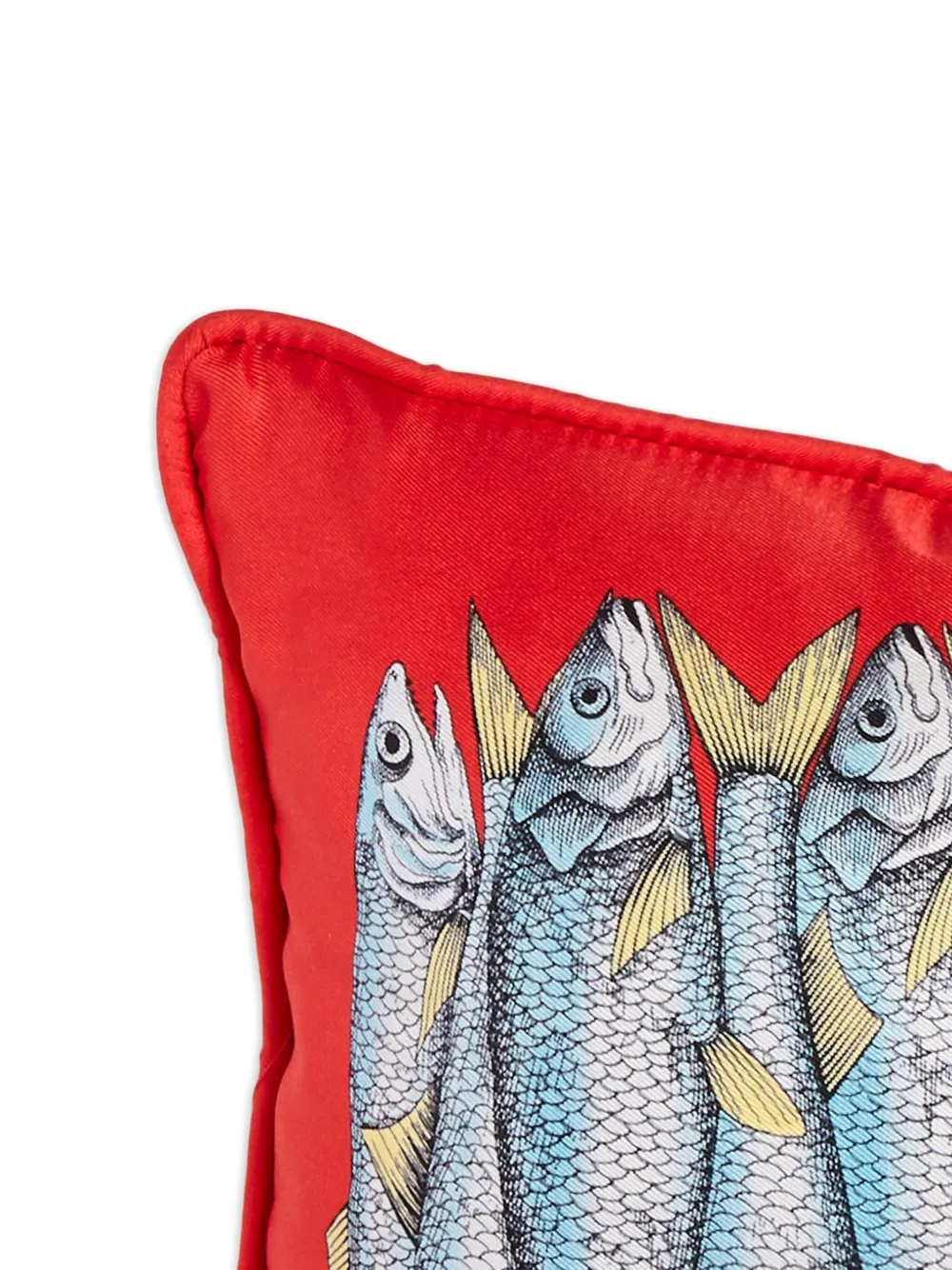  Fornasetti Sardine Silk Cushion - Red 