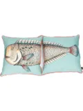 Fornasetti set of two Grande Pesce silk cushions - Blue