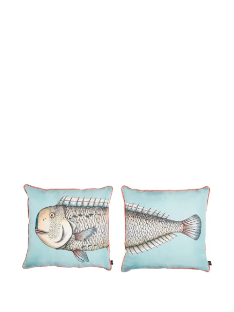 Fornasetti set of two Grande Pesce silk cushions