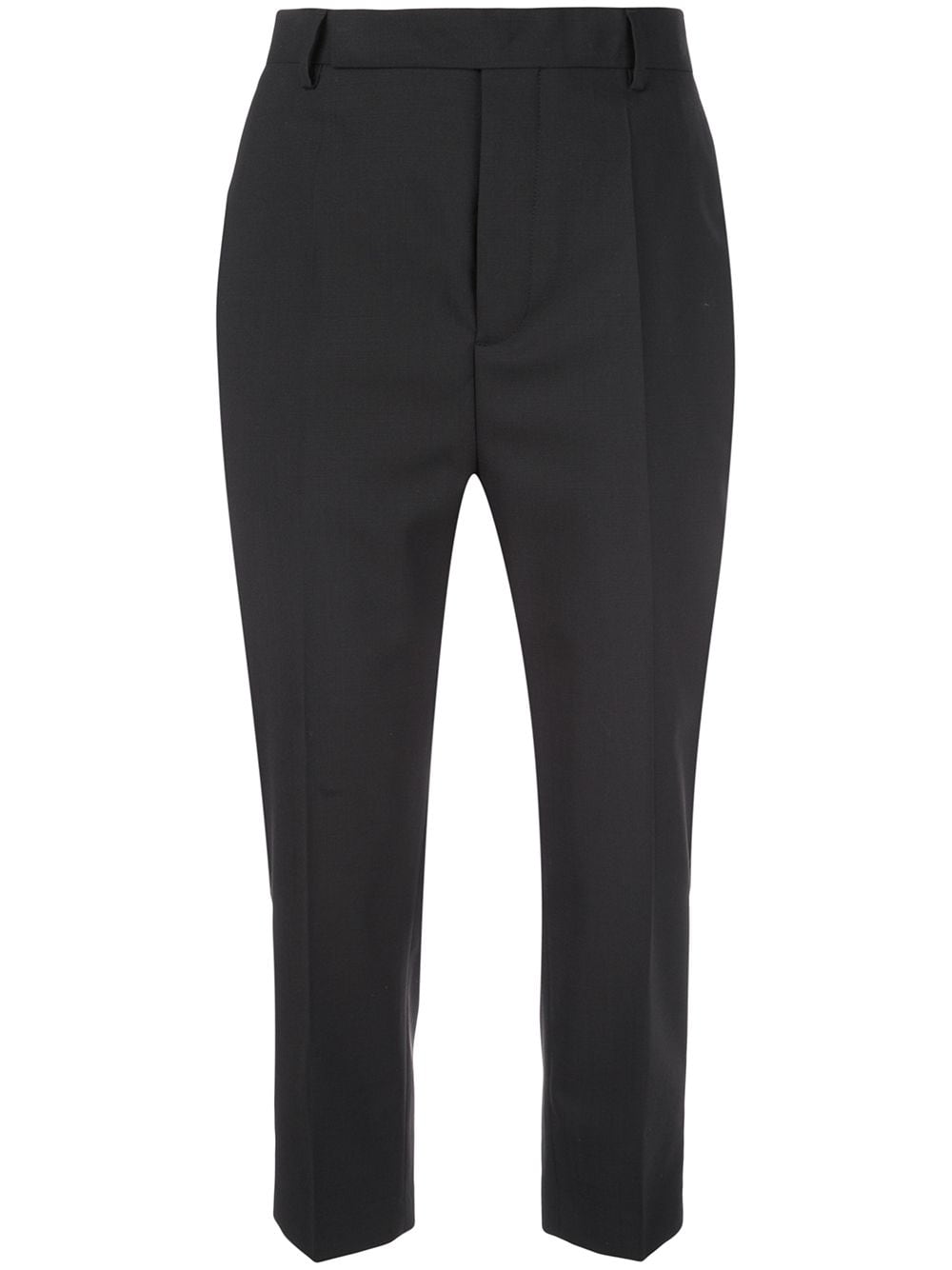 black tailored cropped trousers