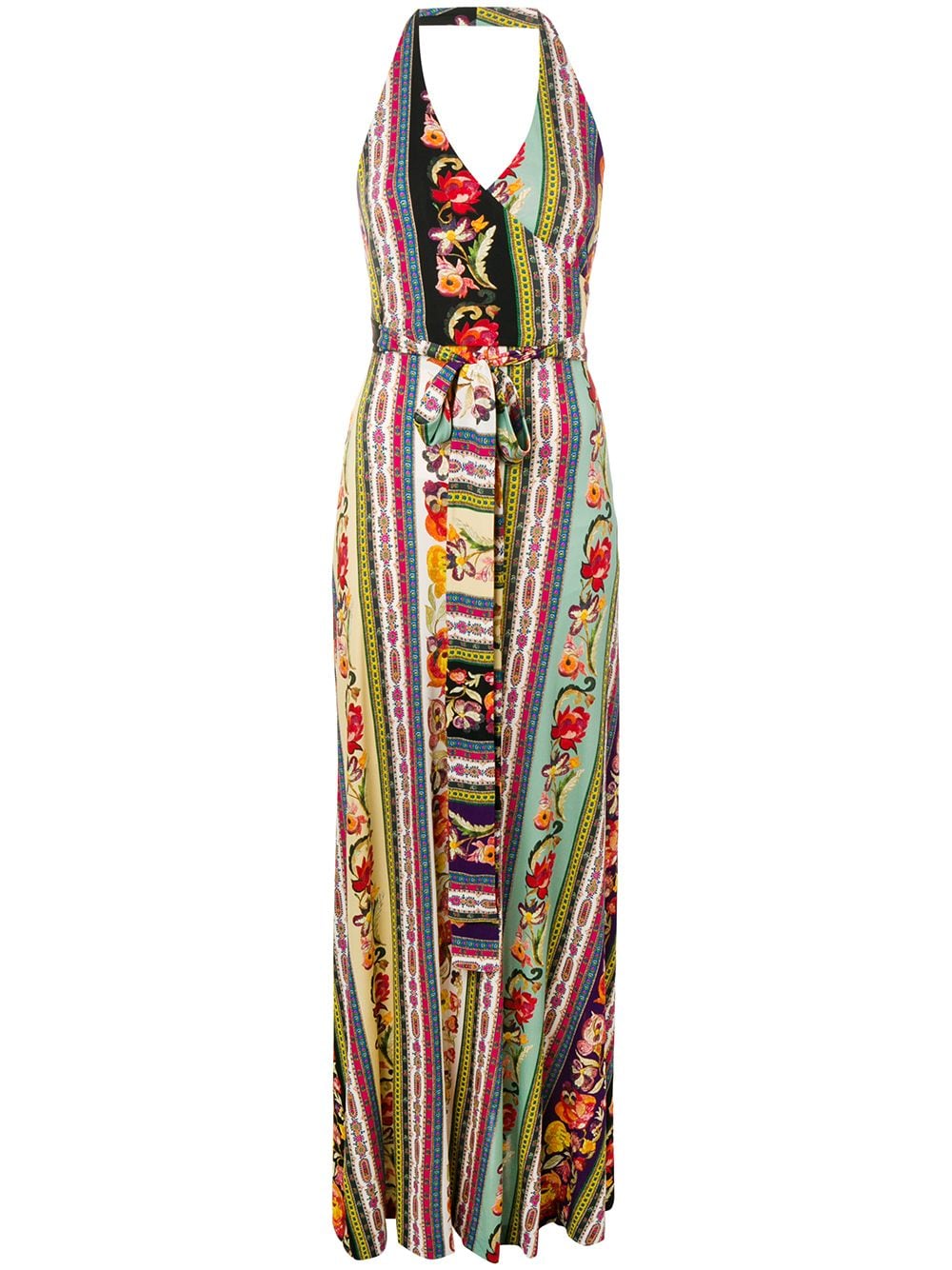 фото Etro платье макси в стилистике пэчворк с поясом