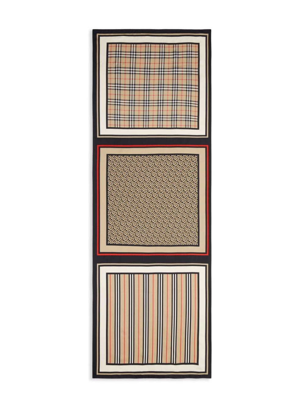 Burberry neutrals Icon Stripe Monogram Print Wool Silk Square