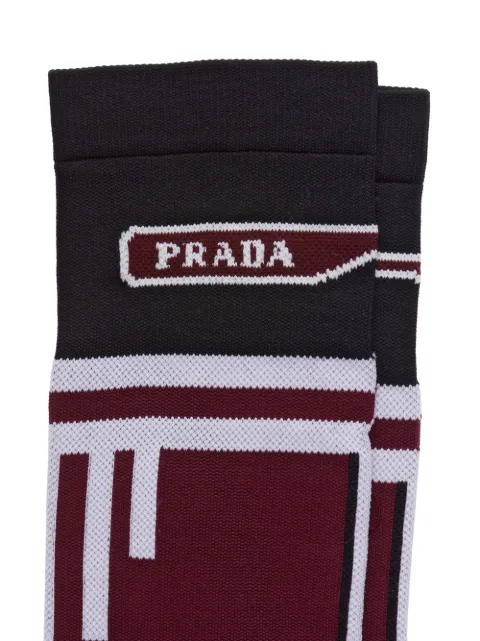 PRADA PRADA GESTRICKTE SOCKEN - ROT
