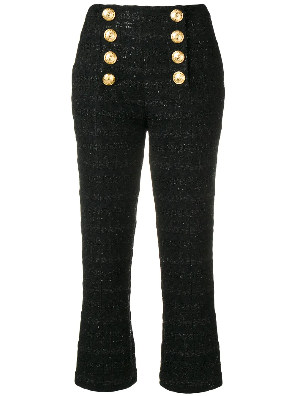 Balmain Pants BALMAIN DECORATIVE BUTTONS CROPPED TROUSERS - BLACK