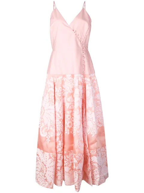 Rosie Assoulin damask wrap front midi dress