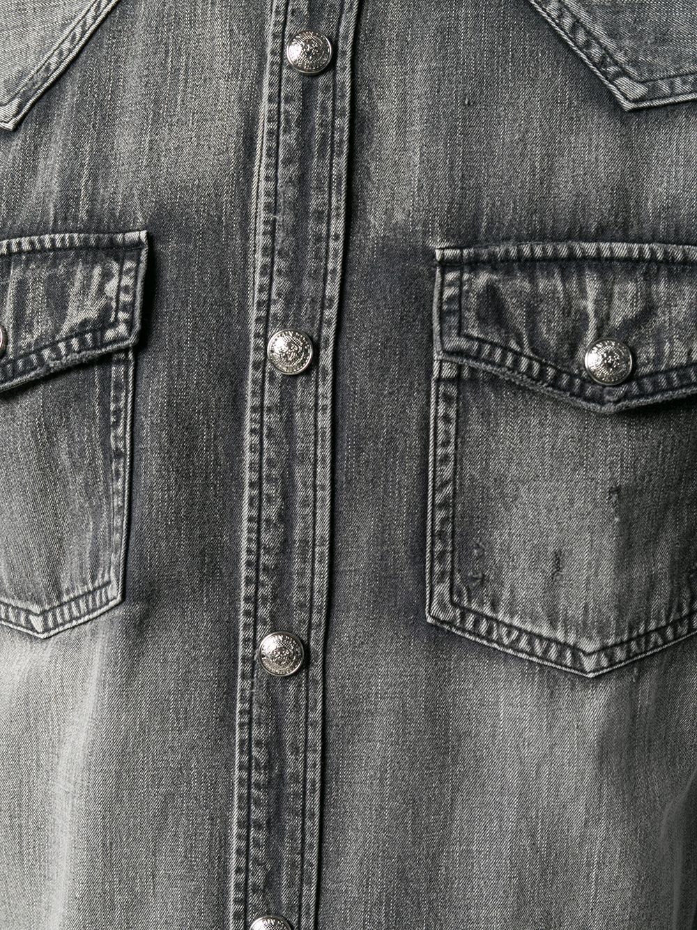 фото Balmain джинсовая рубашка с воротником-стойкой