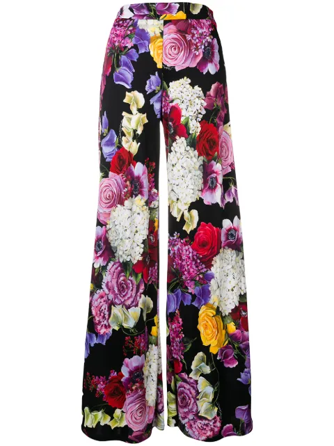 Dolce And Gabbana Floral Print Wide Leg Trousers