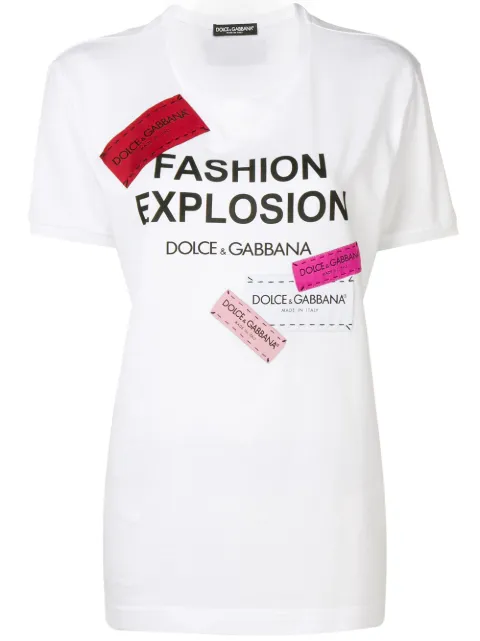Click to view more detailed imagery on our partner's website Dolce & Gabbana Dolce And Gabbana White Fashion Explosion T-shirt In W0800 Bianco Ottico