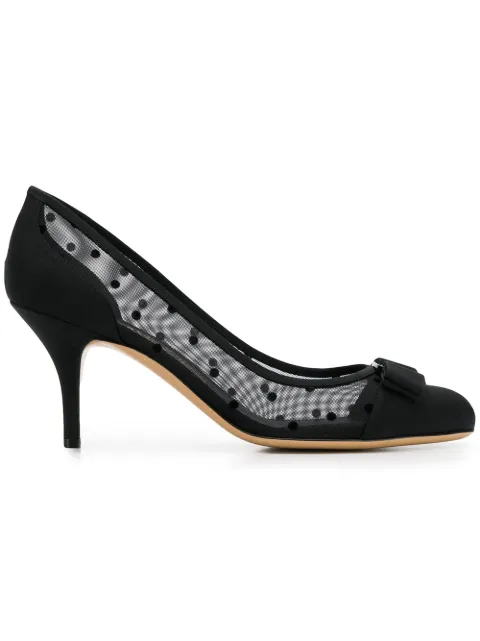 salvatore ferragamo vara dots mesh pumps