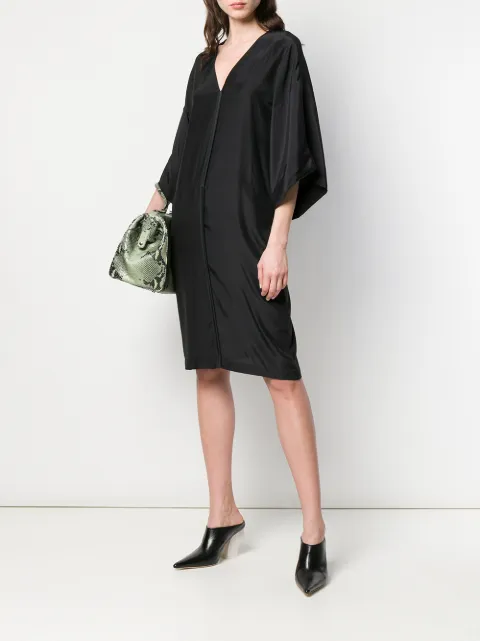 A.F.VANDEVORST A.F.VANDEVORST V-NECK SILK DRESS - BLACK