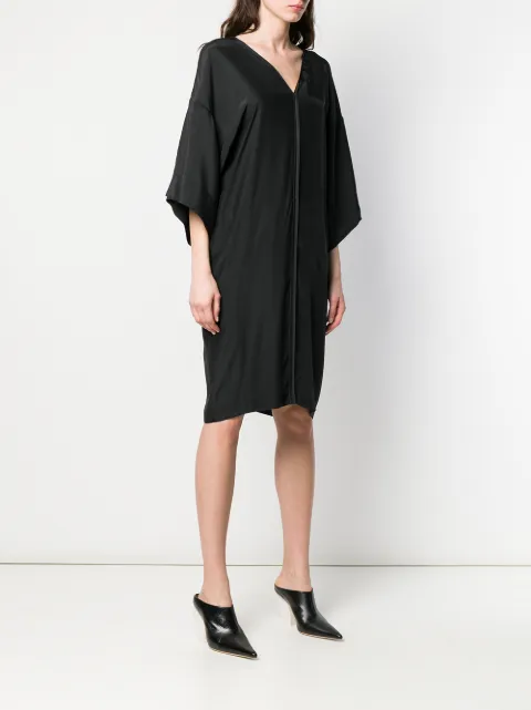 A.F.VANDEVORST A.F.VANDEVORST V-NECK SILK DRESS - BLACK