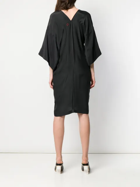 A.F.VANDEVORST A.F.VANDEVORST V-NECK SILK DRESS - BLACK