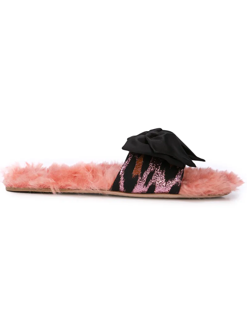 Miu Miu текстурные сандалии с бантом
