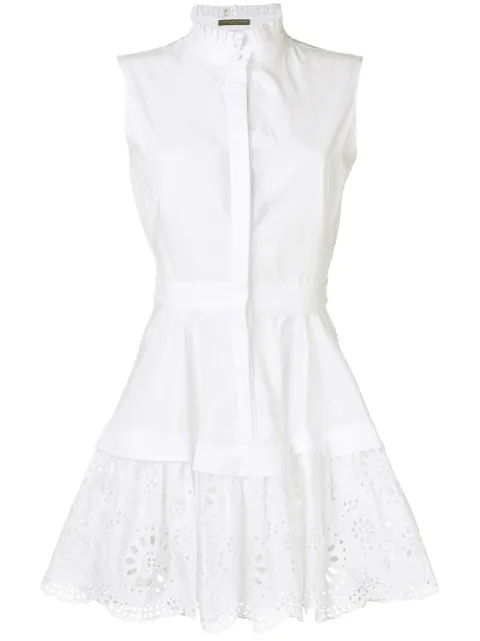 Alexander McQueen floral topstitching detailed dress