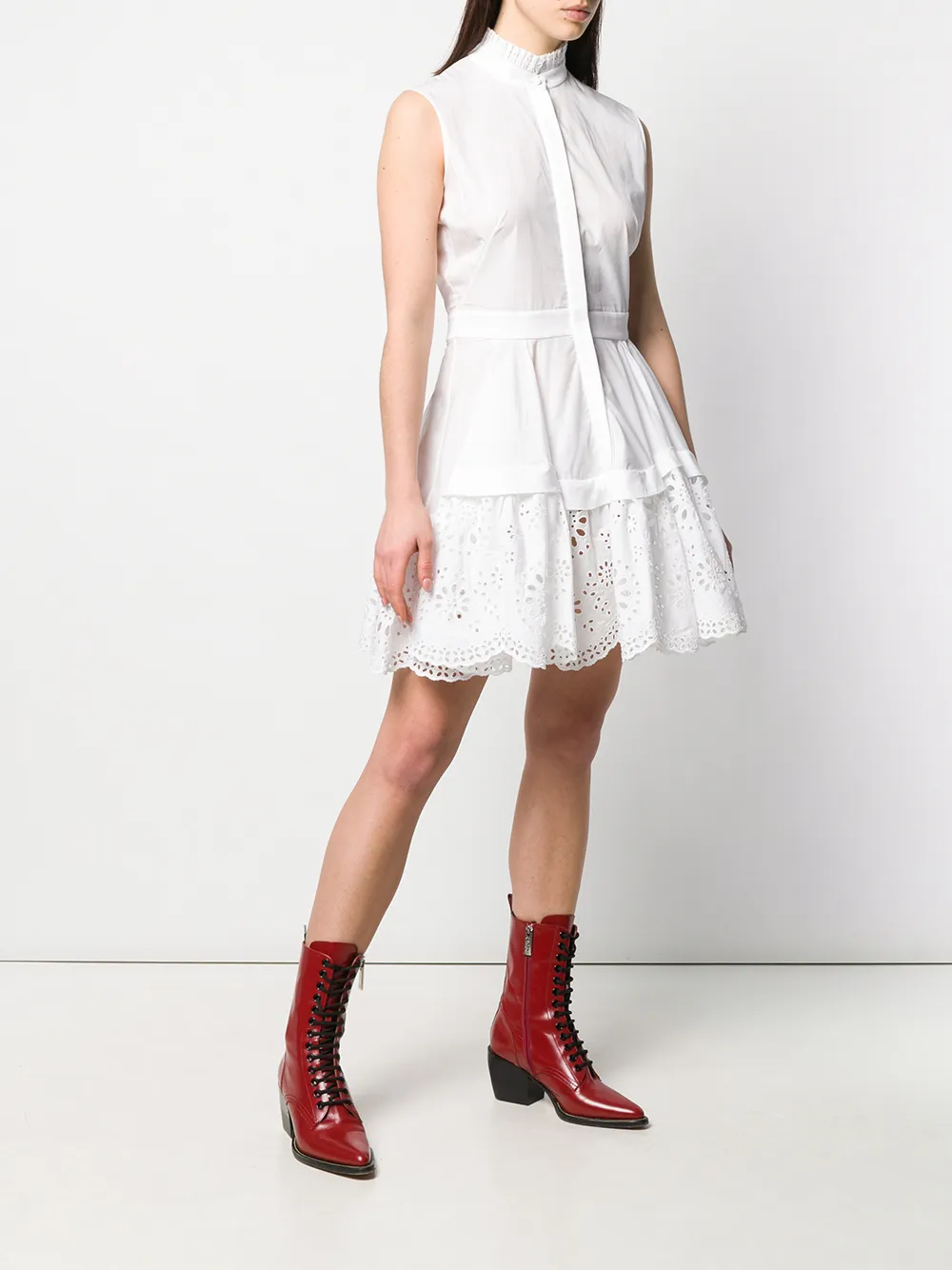  Alexander Mcqueen Kleid Mit Blumenstickerei   Weiß 