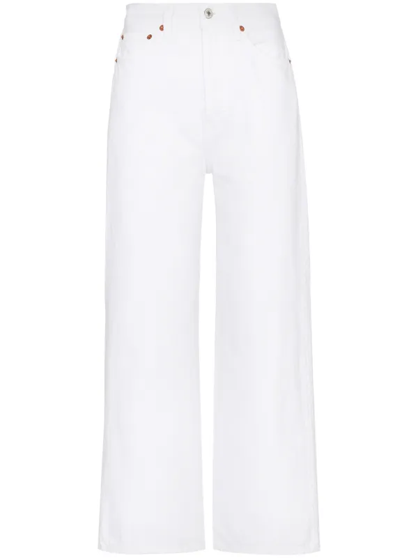 white denim wide leg jeans