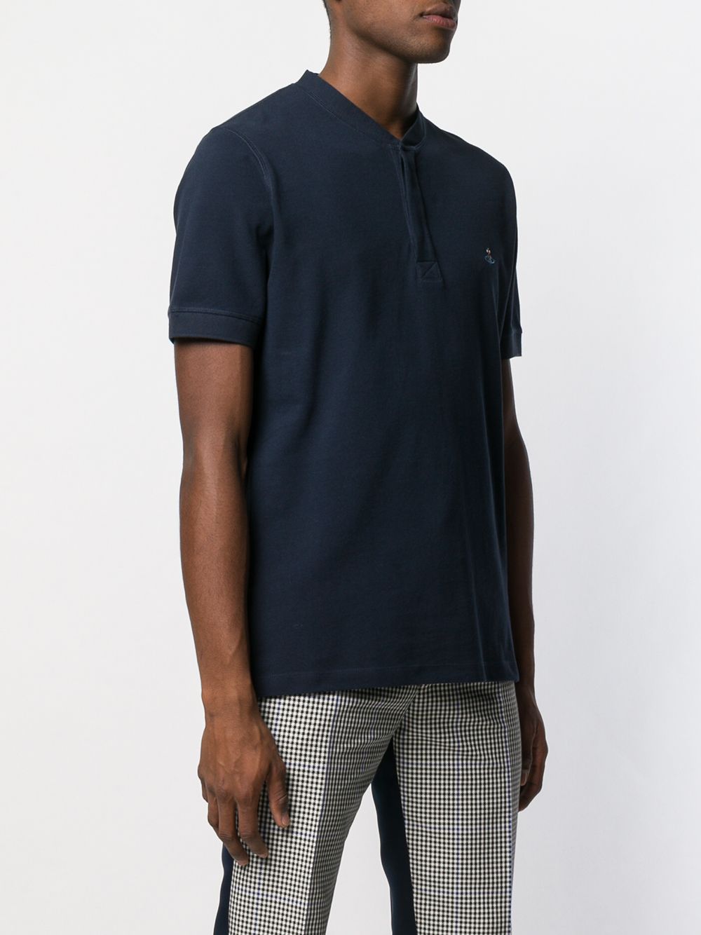 Shop Vivienne Westwood Embroidered Logo Polo Shirt In Blue