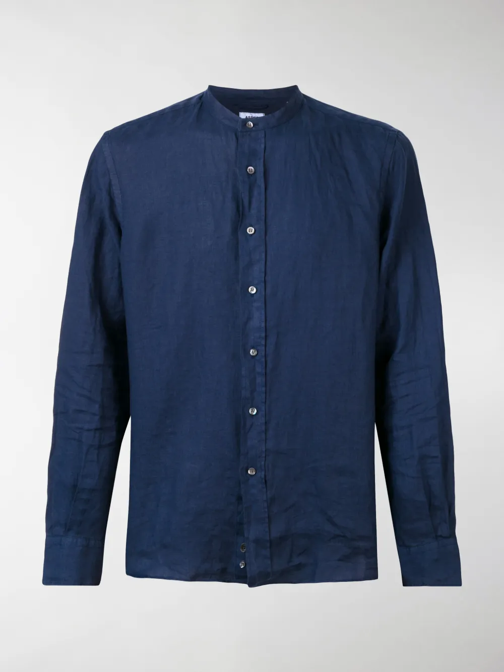 Aspesi Mandarin Collar Shirt In Blue In Blue