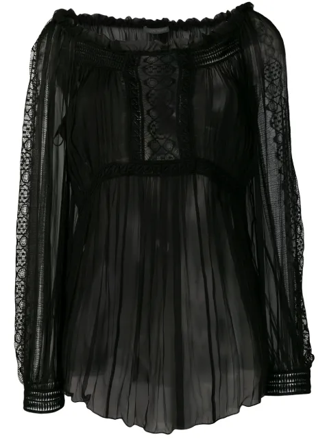 Alberta Ferretti sheer pleated blouse