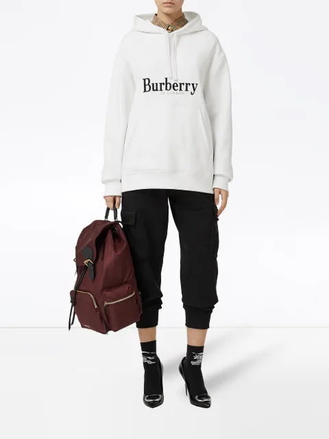 Burberry Pelorus Archive Logo Embroidered Hoodie In White