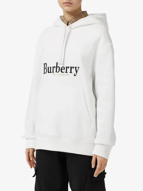 Burberry Pelorus Archive Logo Embroidered Hoodie In White