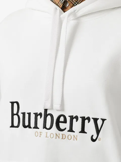 Burberry Pelorus Archive Logo Embroidered Hoodie In White