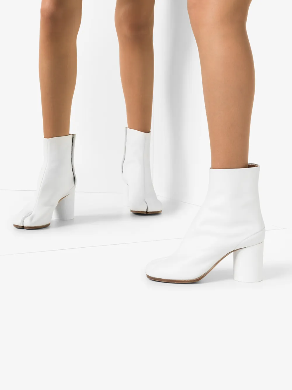 MAISON MARGIELA WHITE TABI 80 LEATHER ANKLE BOOTS,S58WU0260PR51613622326