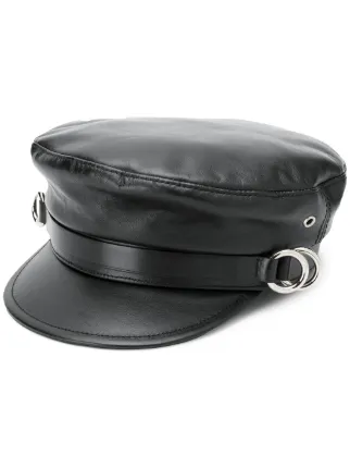 leather biker cap