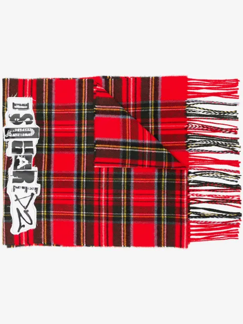 DSQUARED2 logo patch tartan scarf