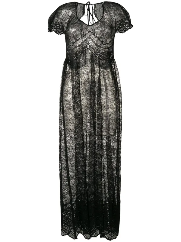Rabanne Lace Maxi Dress | Black | FARFETCH ID