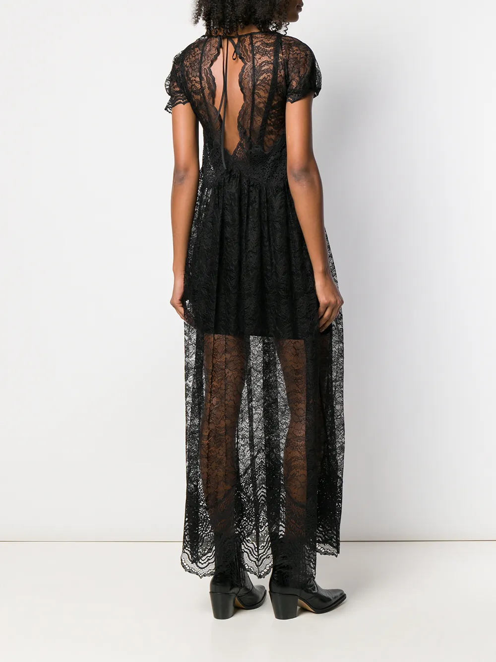 Rabanne Maxi-jurk van kant Zwart