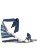 Alexandre Birman 75mm striped wedge sandals - Blue