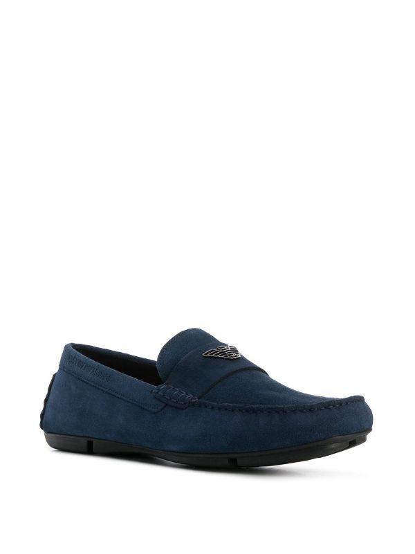 blue slip on loafers