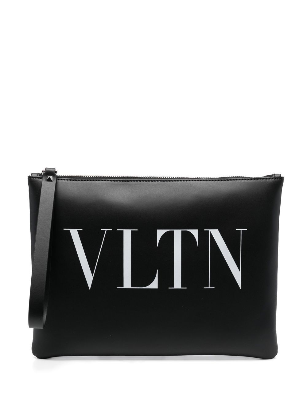Shop Valentino Garavani VLTN-print clutch bag with Express Delivery ...