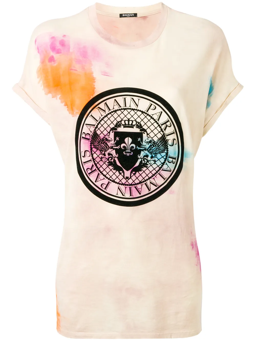 Balmain T-Shirt mit Batikmuster - Nude