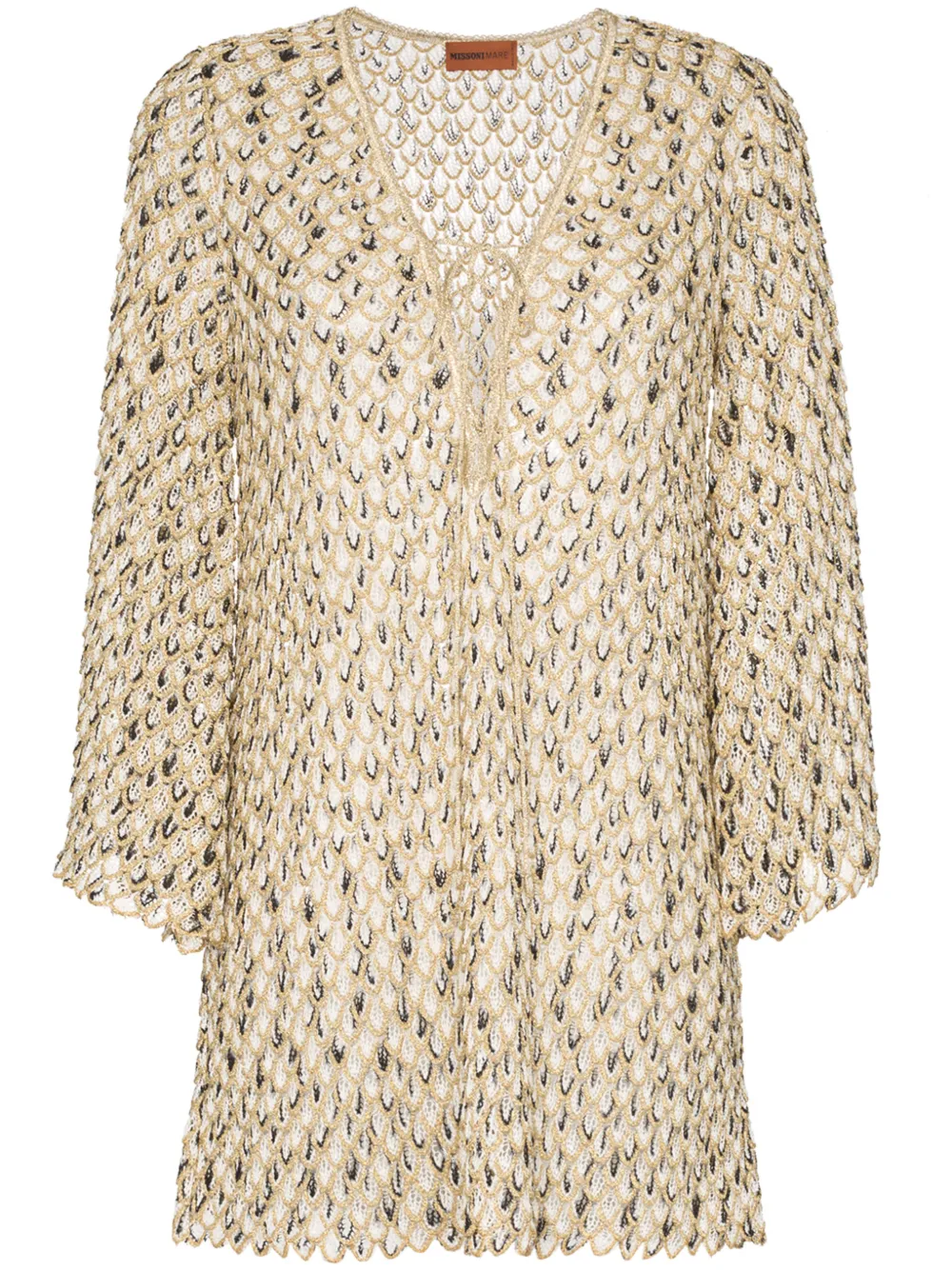 Missoni Mare V-neck lace-up Scale Mini Beach Dress - Farfetch