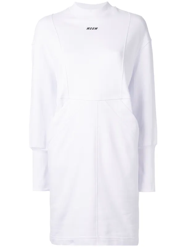 white sweatshirt dress