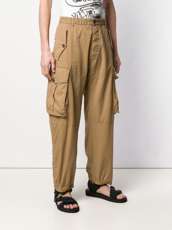 khaki wide leg cargo pants