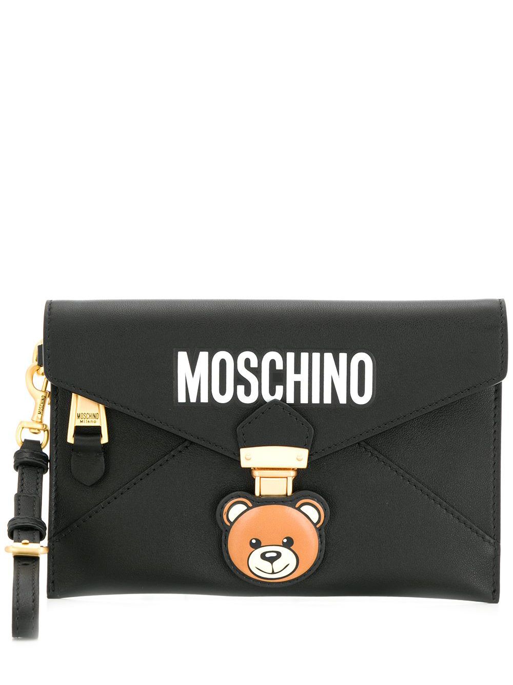 фото Moschino клатч с нашивкой в виде медведя