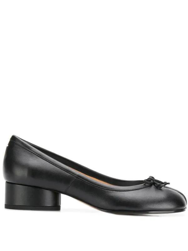 black leather pumps low heel