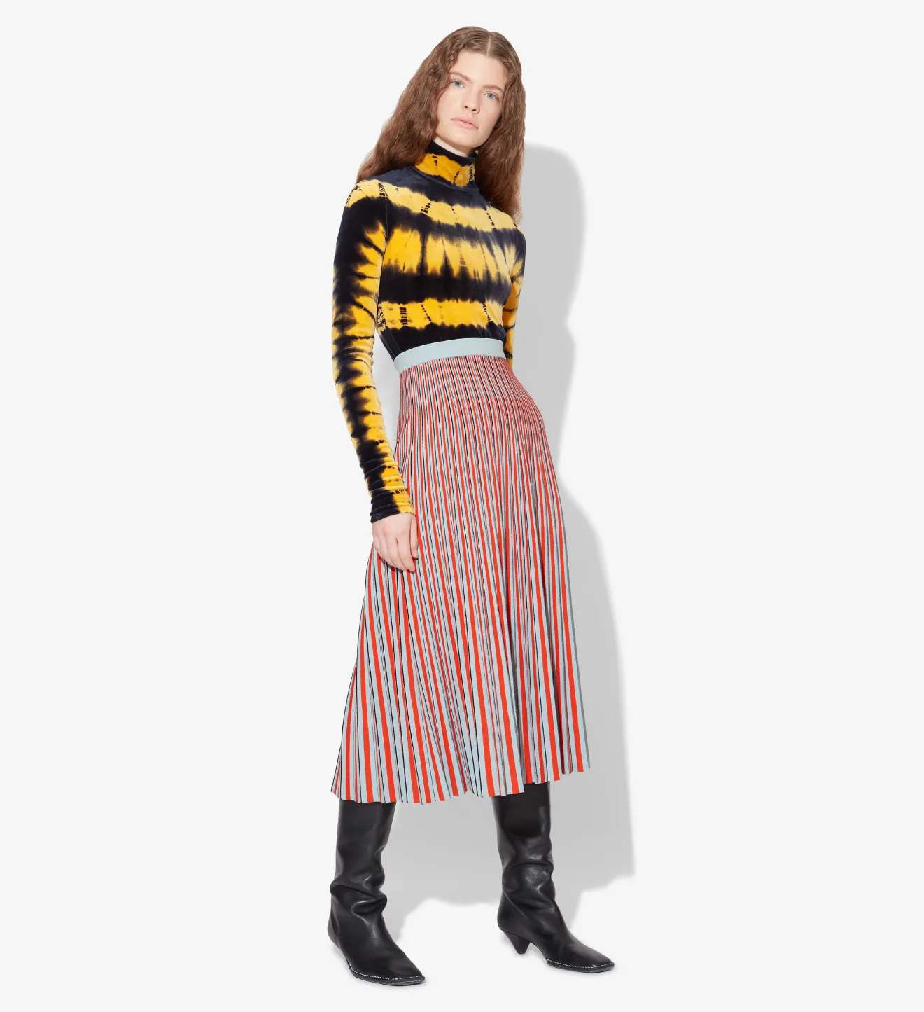 Striped Jacquard Knit Skirt in blue | Proenza Schouler