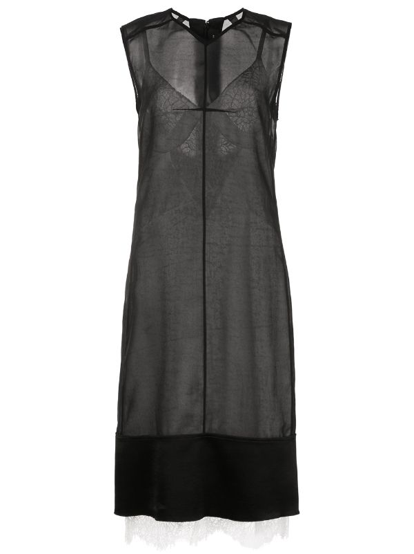 black satin sleeveless dress