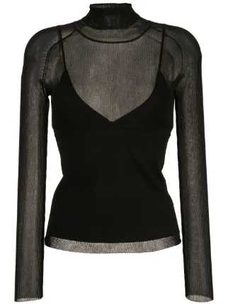 sheer turtleneck top