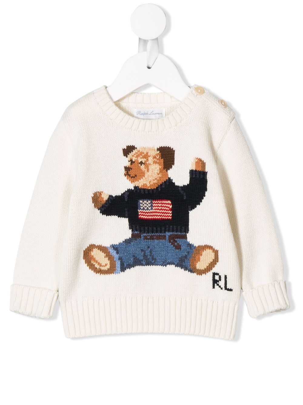 фото Ralph Lauren Kids вязаный свитер с узором медведя