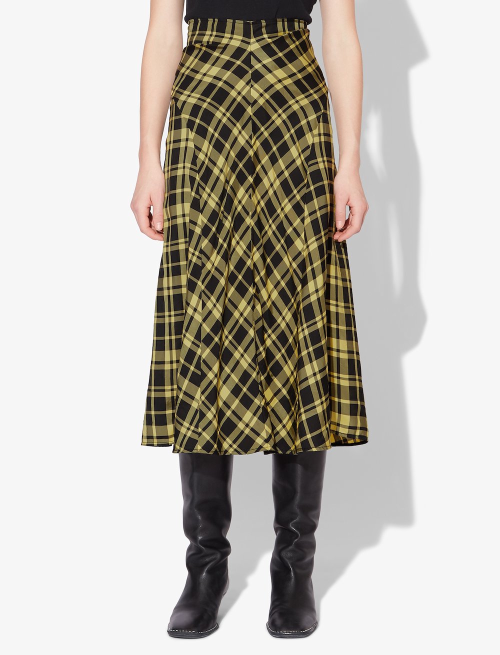 Crinkled Plaid Skirt