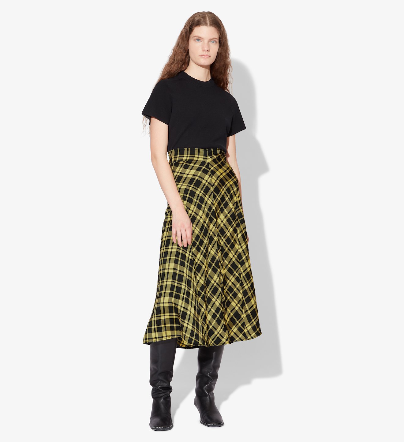 Crinkled Plaid Skirt