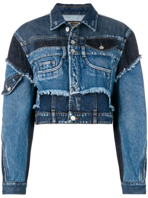 DOLCE & GABBANA CROPPED PATCHWORK DENIM JACKET