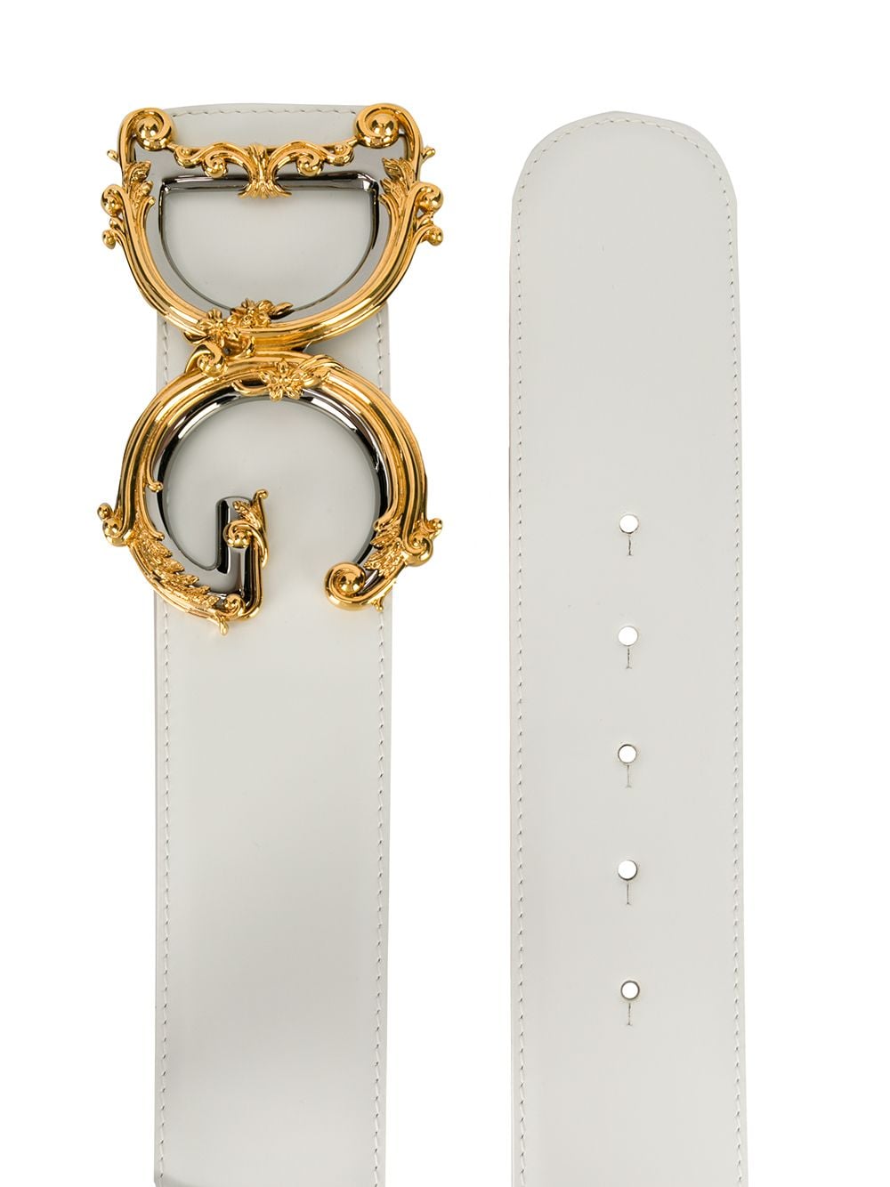 Shop Dolce & Gabbana Dg Baroque Leather Belt In White