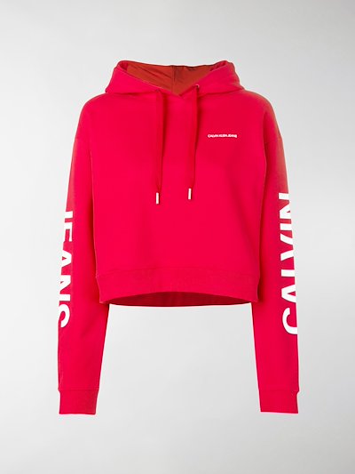 Calvin Klein Jeans logo-print hoodie red | MODES
